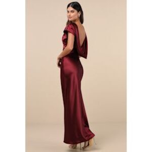Lulu's Burgundy Satin Gown